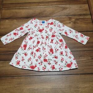 Old Navy Infant LS White Dress w/ Red Flowers - Size 12-18 M